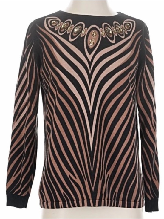 Bob Mackie Tops - Bob Mackie Jeweled Animal Print Sweater